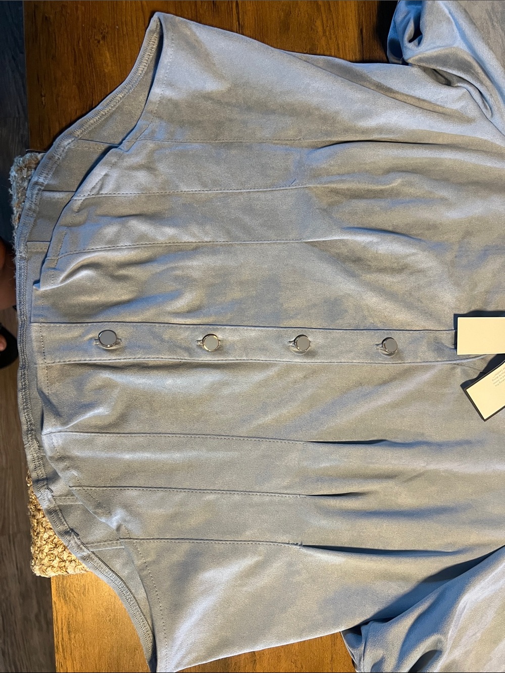 Bagatelle Collection New York XL Light Blue Puff Sleeve Button Front Top - Picture 4 of 6